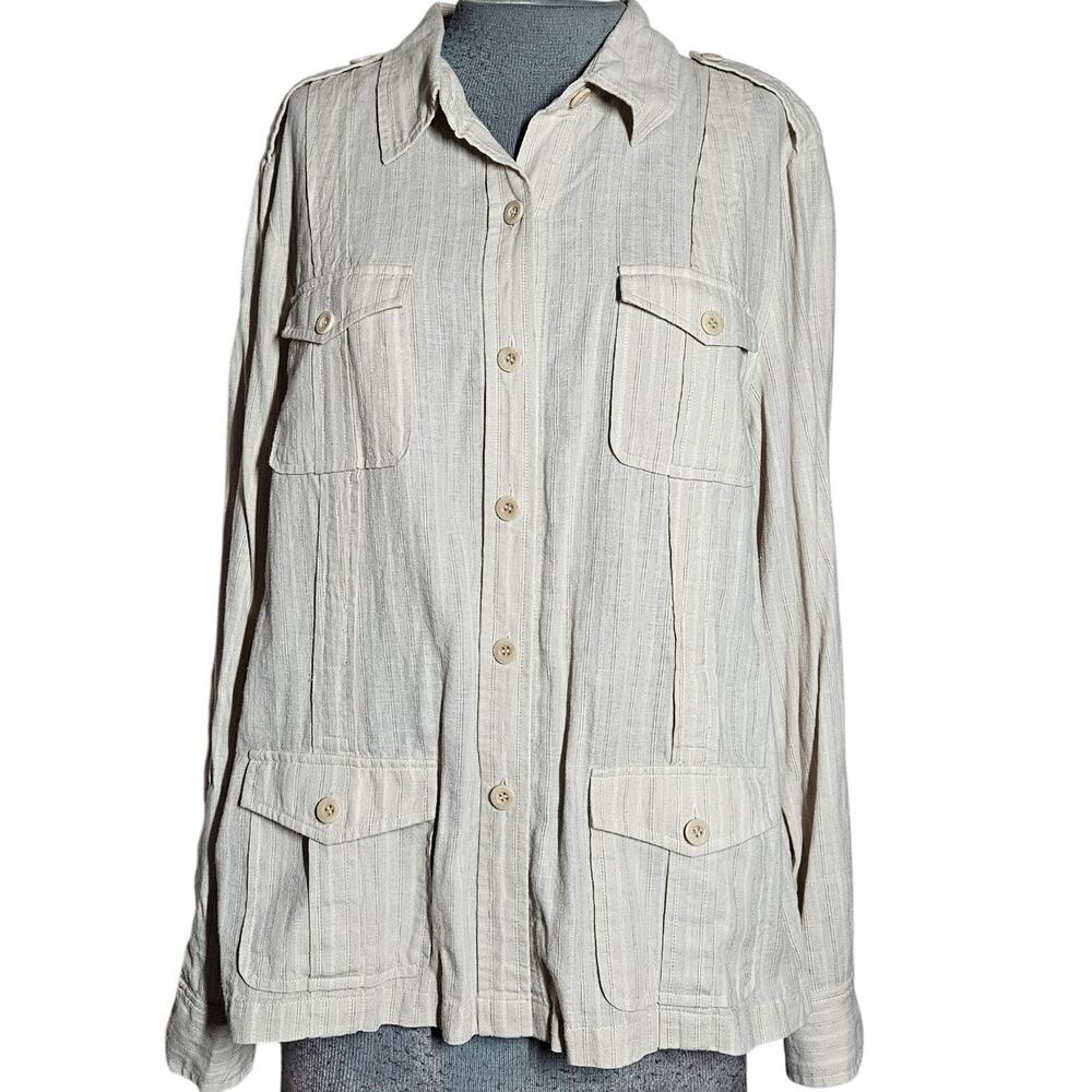 Calvin Klein Linen and Cotton Blend Button Down Top Size 16
